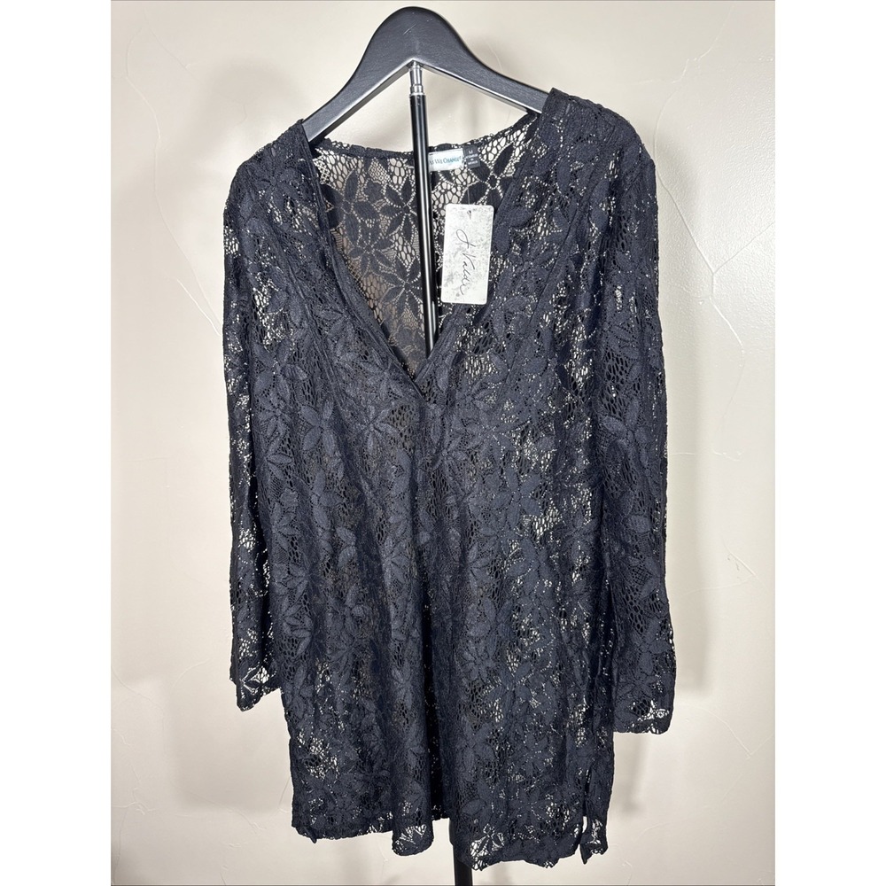 NWT J.Valdi Swimsuit Bikini Cover up Dress Top Size M Black